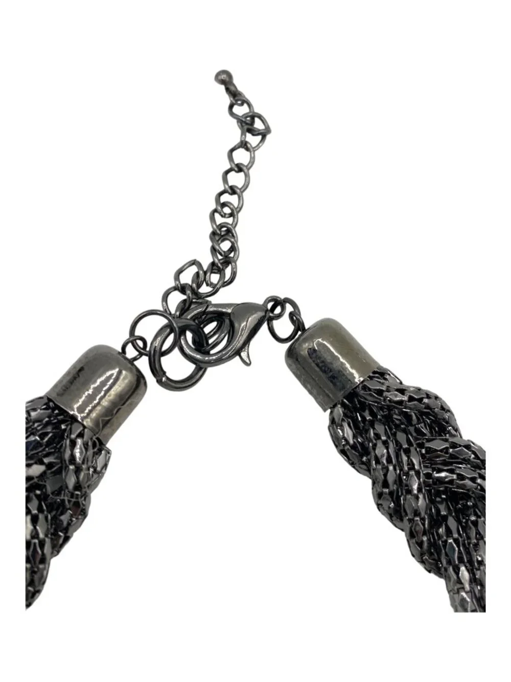 Vintage Braided Necklace Gunmetal Gray tone Statement 23